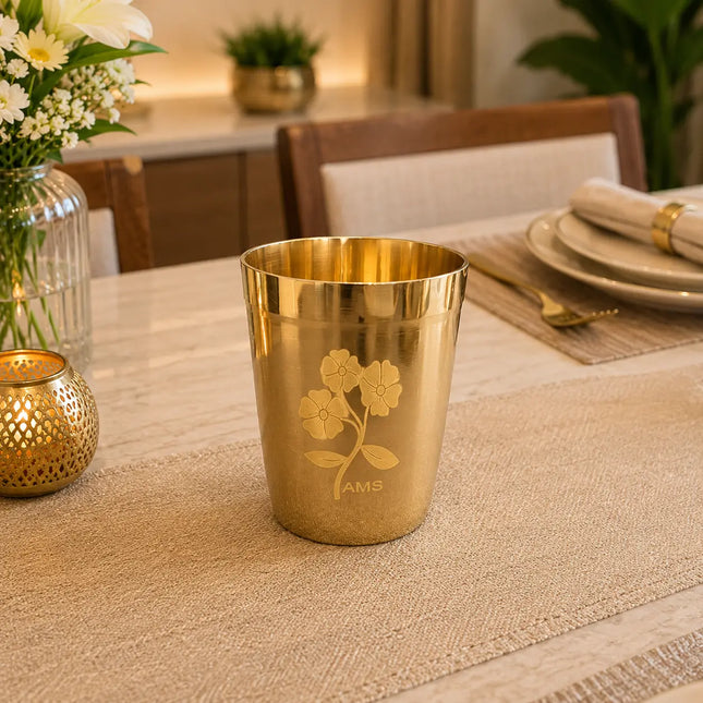 Brass Floral Thali/Dinner Set (990 Gram)