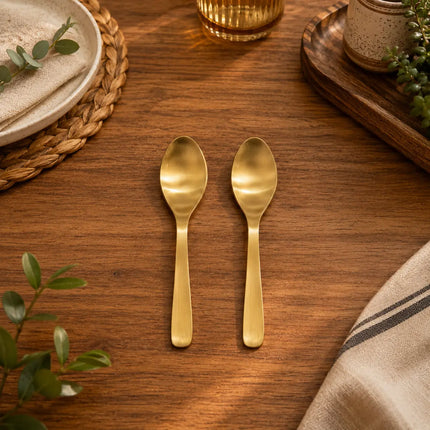 Brass Matt Fork & Spoon Set (7 Inch)