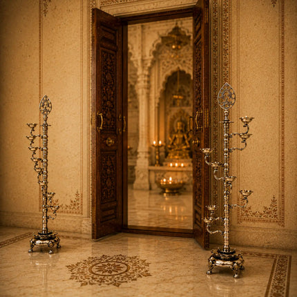 Brass Asthadeep Long Lamp Set (32 Inch)