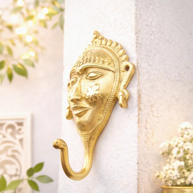 Brass Lady Face Wall Hanging Hanger