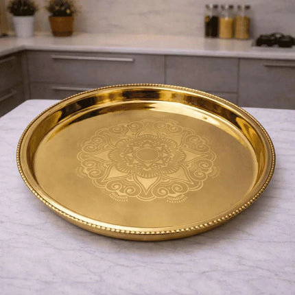 Brass Floral Design Thali/Dinner Set (1.15 Kg)