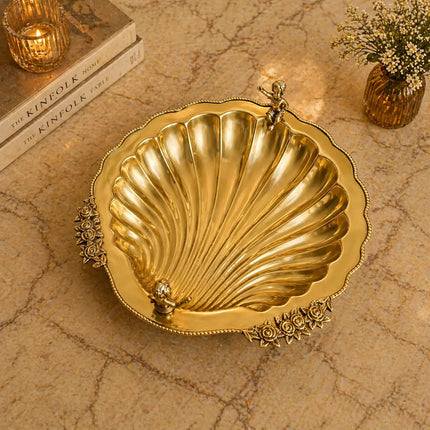 Brass Shell Shaped Decorative Serving Tray / Bowl (13 Inch)