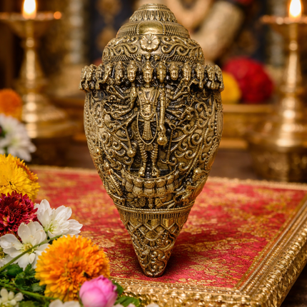 Brass Vishwaroopam Vishnu Conch (4.5 Inch)