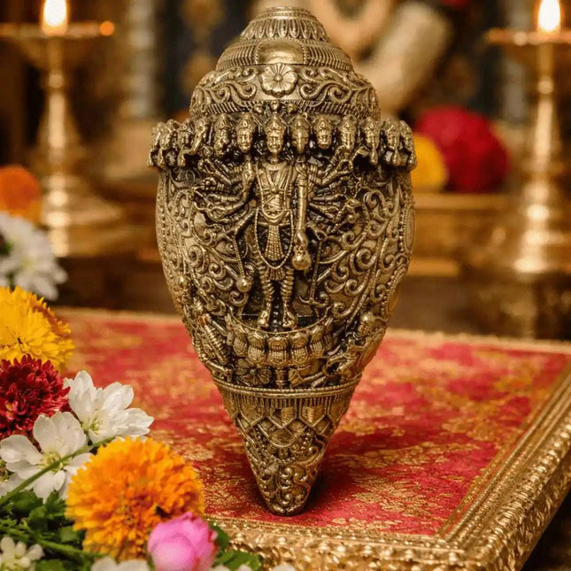 Brass Vishwaroopam Vishnu Conch (4.5 Inch)