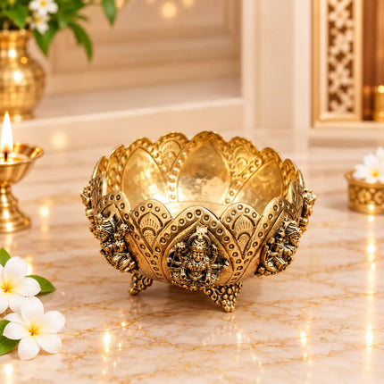Brass Ashtalakshmi Louts Urli Bowl (3 Inch)