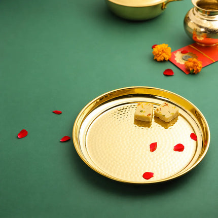 Brass Hammered Thali (11 Inch)