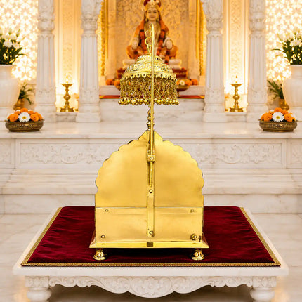Handcrafted Brass Singhasan with Dome for Laddu Gopal