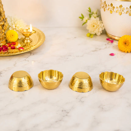 Brass Embossed Design Prasad Bowl Set (1 Inch)