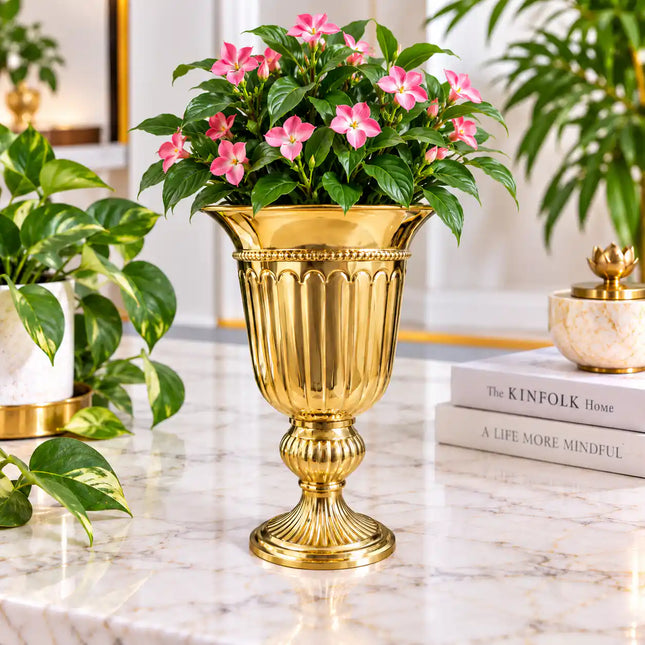 Brass Bucket Planter Pot With Stand