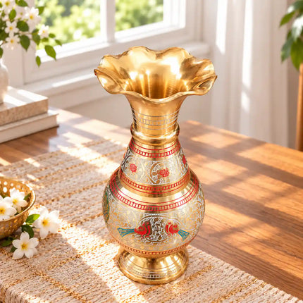 Brass Hand Painted Flower Vase