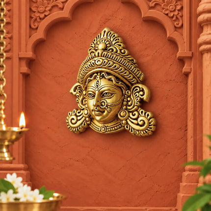 Brass Durga Face Wall Hanging (5.5 Inch)
