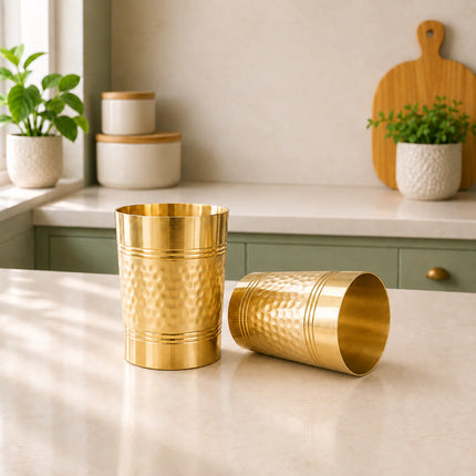 Brass Handcrafted Glass Pair