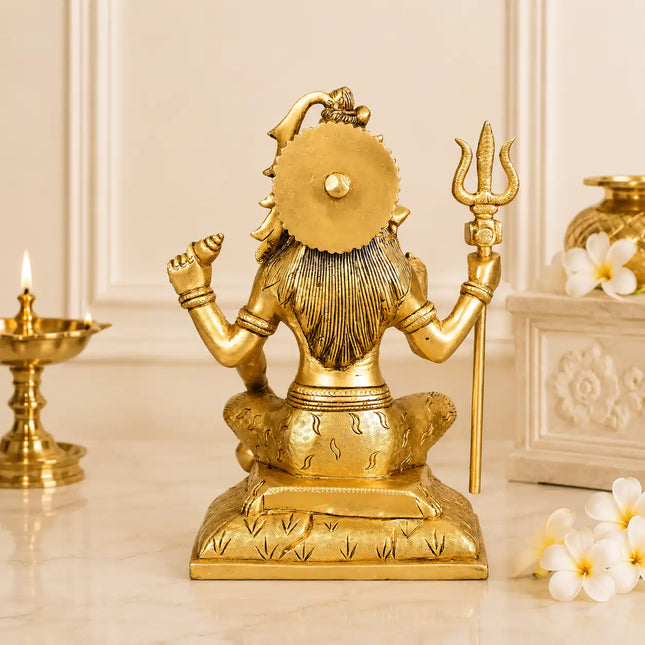 Brass Sitting Lord Shiva Idol Statue (8.5 Inch)
