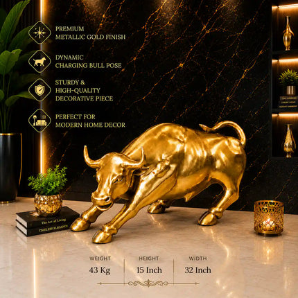 Brass Decorative Bull Statue (15 Inch)