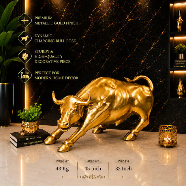 Brass Decorative Bull Statue (15 Inch)