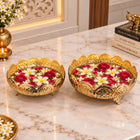 Brass Louts Urli Bowl Set With Legs (Pack of 2)