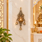 Brass Wall Hanging Diya With Bell (8.5 Inch)