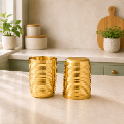 Brass Lining Glass Pair