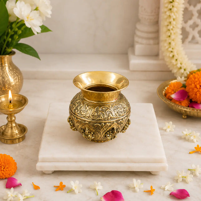 Brass Ashtalakshmi Kodam / Kalash (5.5 Inch)