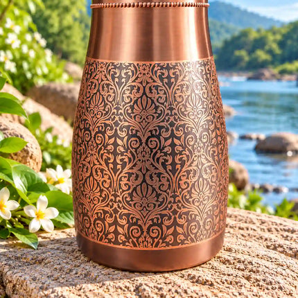 Copper Water Bottle With Inbuilt Glass (7.5 Inch)