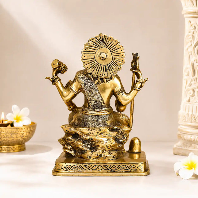 Brass Sitting Lord Shiva Statue (8.5 Inch)