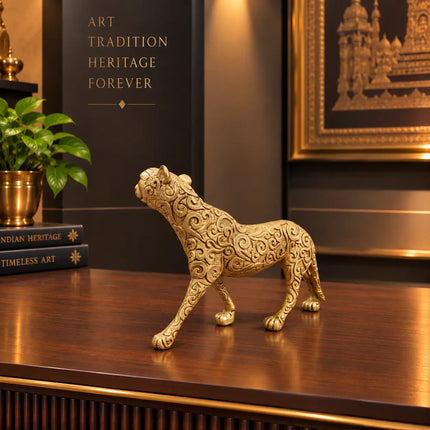 Brass Leopard / Tiger Statue (8.5 Inch)