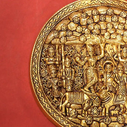 Brass Goverdhan Plate Wall Hanging (8 Inch)