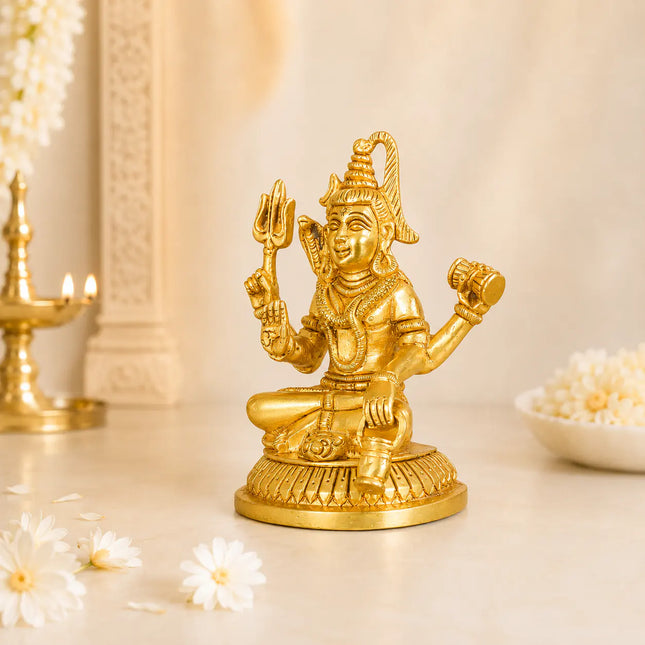 Brass Sitting Lord Shiva Idol (5 Inch)
