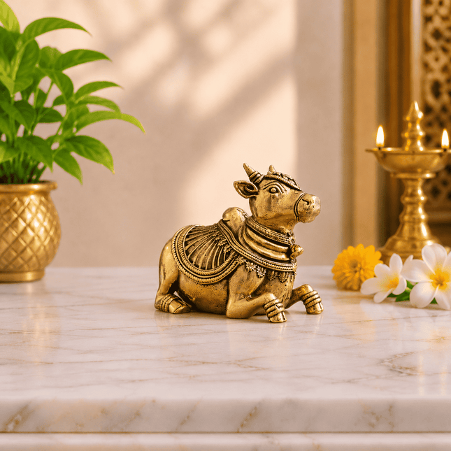 Brass Sitting Nandi Lightweight Idol (2 Inch)