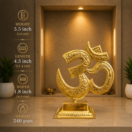 Brass Table Top Om With Stand (5.5 Inch)