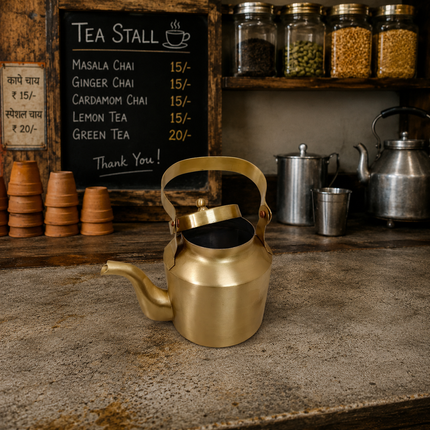 Brass Matt Finish Tea Pot/Kettle (3.7 Inch)