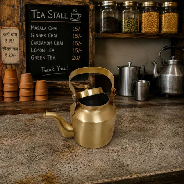Brass Matt Finish Tea Pot/Kettle (3.7 Inch)