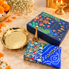 Brass Diwali Gift Hamper with Lotus Plate, Handbell and Pooja Asana