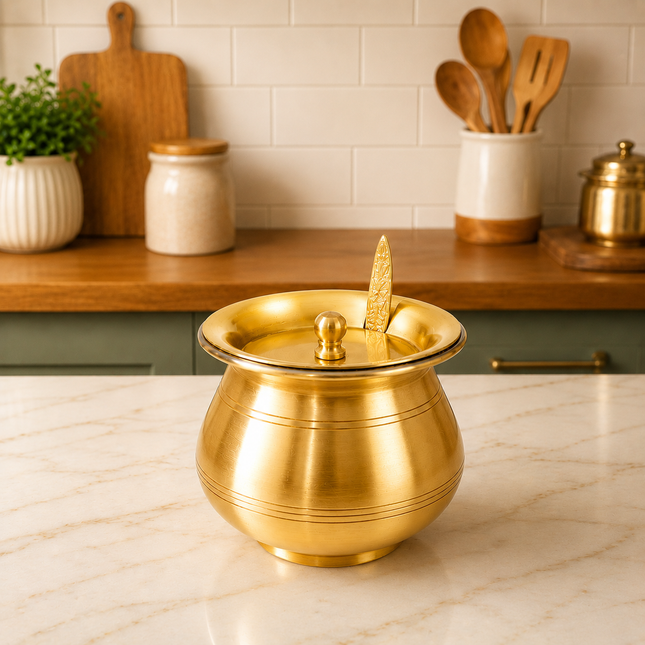 Brass Matt Finish Ghee Pot (3.5 Inch)
