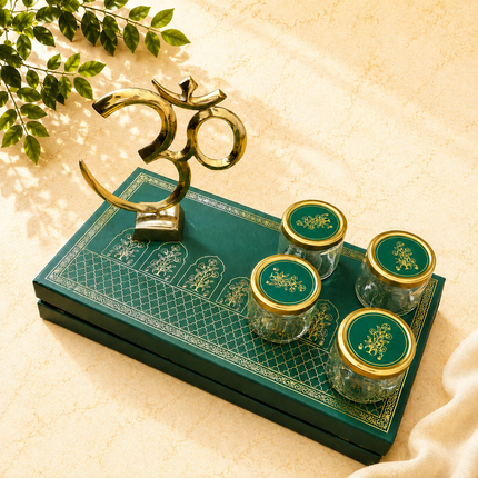 Brass Table Top Om With Stand Gift Hamper