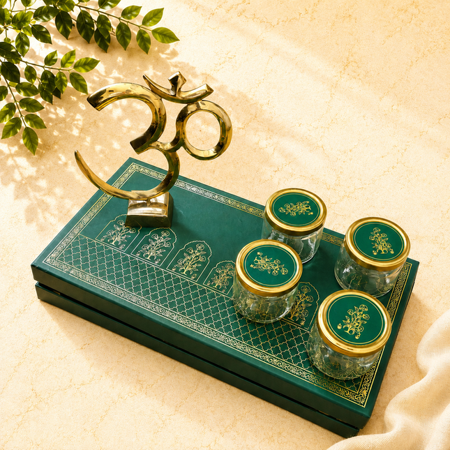 Brass Table Top Om With Stand Gift Hamper