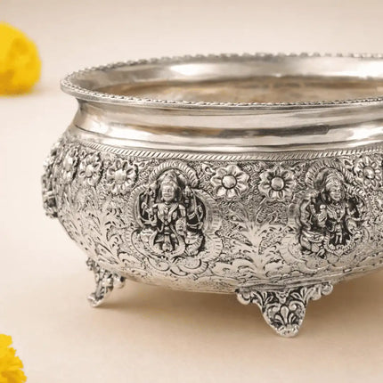 German Silver Ashtalakshmi Urli (4 Inch)