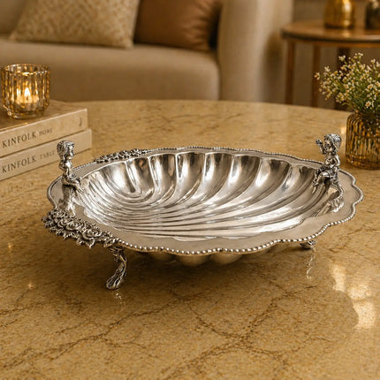 Brass Shell Shaped Decorative Serving Tray / Bowl (13 Inch)