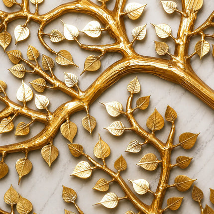 Brass Cow & Calf With Kalpvriksha Tree Wall Hanging (80 Inch)