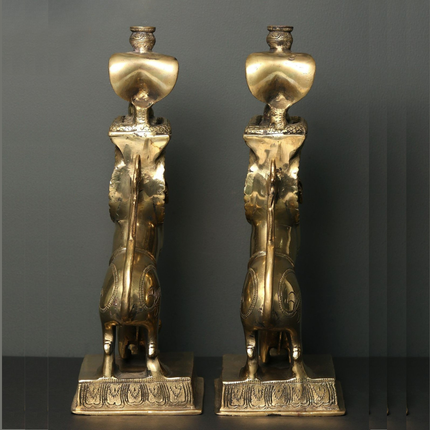 Brass Yali/kirtimukha Nandi Table Stand Set (16 Inch)