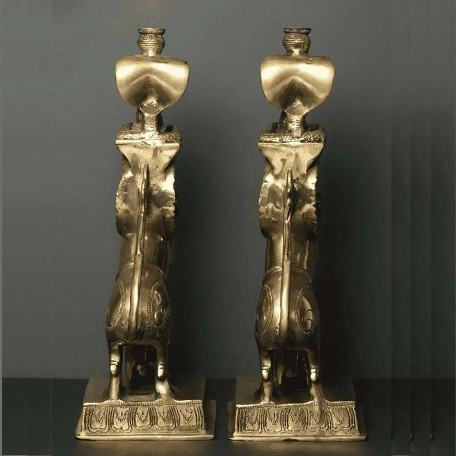 Brass Yali/kirtimukha Nandi Table Stand Set (16 Inch)