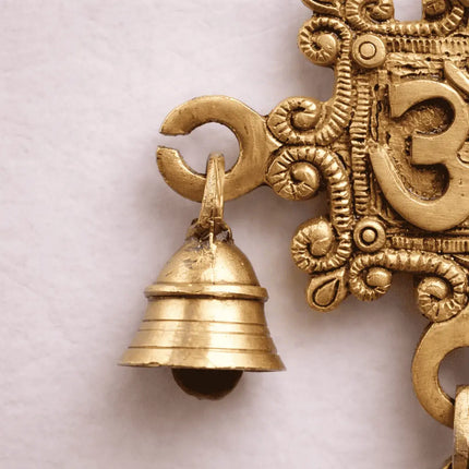 Brass Om Wall Hanging With Bell (7 Inch)