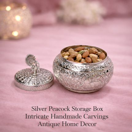 German Silver Storage Container/Supari Box With Lid (4.5 Inch)