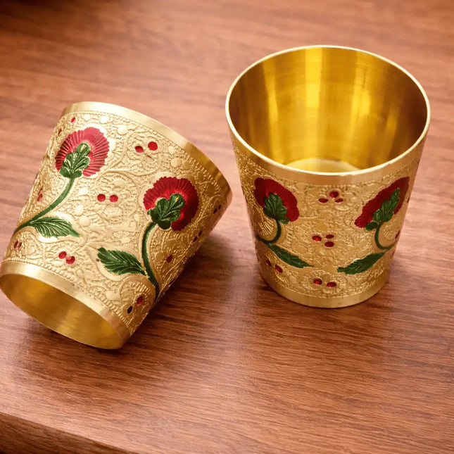 Brass Meenakari Glass Pair (2.2 Inch)