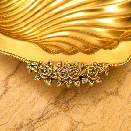 Brass Shell Shaped Decorative Serving Tray / Bowl (13 Inch)