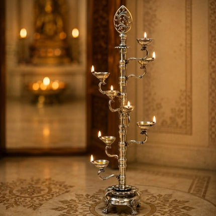 Brass Asthadeep Long Lamp Set (32 Inch)