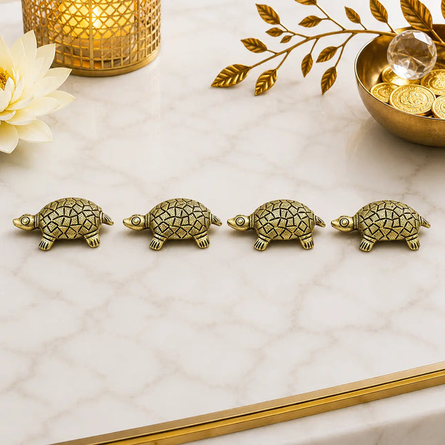 Brass Tortoise Vastu/Feng Shui Set Of Four (1 Inch)