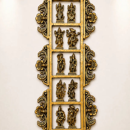 Brass Dashavatara / Vishnu Avatar Wall Hanging (28.5 Inch)
