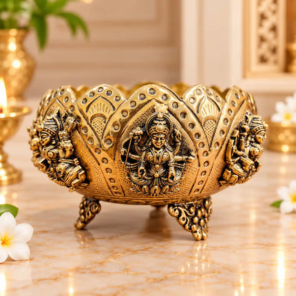 Brass Ashtalakshmi Louts Urli Bowl (3 Inch)