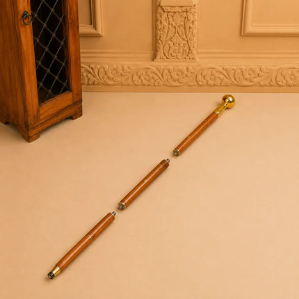 Brass Plain Wooden Walking Stick (37.5 Inch)